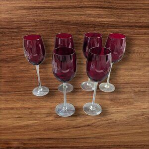 Lenox Tuscany Holiday Red Goblet Set Of 6 American By Design 9" Tall